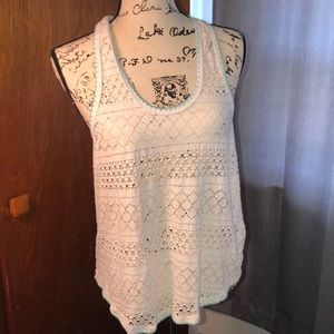 White and earl tie back mesh tank